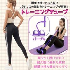 ハンドル付きトレーニングチューブ(パープル) ローイングチューブ ゴムチューブ