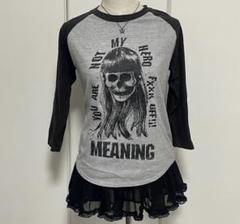 【y2k】グランジ スカル 平成ギャル パンク フェアリーコア 長袖チュニック Tシャツ Y2K 白 M平成ギャルフェアリーグランジ ダークコア