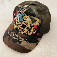 美品 エドハーディー　スカル×迷彩柄　キャップEd Hardy
