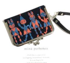 ミナペルホネン⚮̈fun×run run run♦︎がま口ミニバック♦︎豪華な刺繍♪ sale‼ミナペルホネンrunrunrunベージュ苺スクエアがま口ポーチ