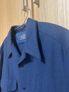 USA製 70s Pendleton 単色ネイビー BDシャツ サイズXL PENDLETON(ペンドルトン) / 70s/長袖シャツ/L/ウール/BLU