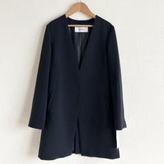 【極美品】現行 ソージュ ストレッチファインロングノーカラージャケット ブラック ストレッチファインロングノーカラージャケット - SOÉJU online