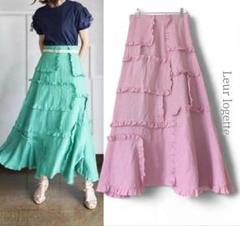 Leur logette／アイリッシュリネンスカート ピンク リネンスカート Leur logette／アイリッシュリネンスカート ピンク リネン