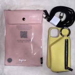 ajew iPhone14 スマホケース　イエロー　 ストラップ付き