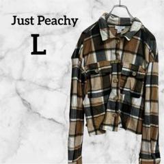 Just Peachy チェック柄　クロップド　長袖　ニット　シャツ