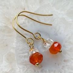 ワンコイン トパーズ カーネリアン ミニ ピアス イヤリング イヤーカフ 小ぶり