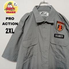 USA古着 PRO ACTION　半袖ワークシャツ2XL　グレー