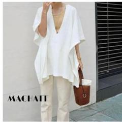 【着用1回】MACHATT♡マチャット　Vネックステッチシャツ　ベージュ 2025年最新】machattの人気アイテム - メルカリ