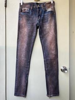 mnml ミニマル M139 ストレッチデニム 錆色ペイント ダメージ 裾ジップ
