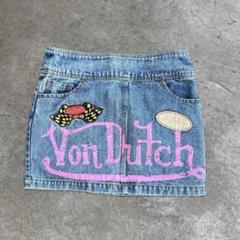 バイカーギャルvibes古着 VonDutch パッチ柄　デニムホットパンツ バイカーギャルvibes古着 VonDutch パッチ柄 デニムホットパンツ