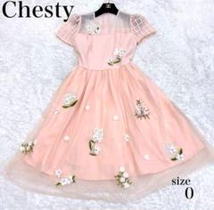 メメ Chesty チェスティ ピンク 花柄刺繍 ノースリーブワンピース チェスティ Chesty ノースリーブワンピース 花柄 ロング 1