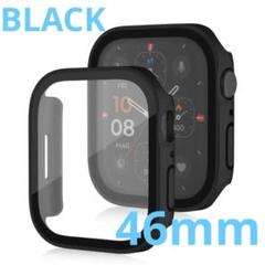 AppleWatch10 46mm 黒 保護カバー 強化ガラス 防水 側面保護