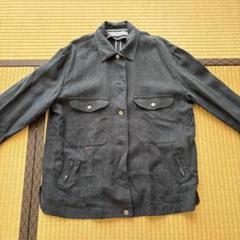 PAPAS パパス　チャイナシャツジャケット　M 麻100% PAPAS パパス チャイナシャツジャケット M 麻100%