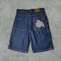 PLATINUM FUBU フブ 極太 デニムショーツ ハーフパンツ W36 紺 PLATINUM FUBU デニム ハーフパンツ 刺繍 XL W36 美品 - メルカリ