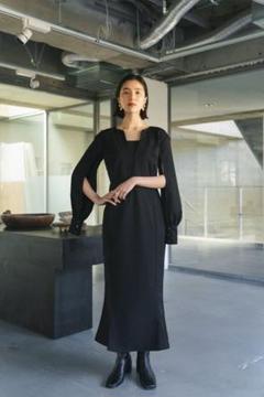 Knuth Marf ドレス クヌースマーフ ワンピース オケージョンワンピース frill sleeves one piece/black | KNUTH MARF