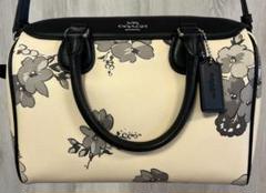 【希少品】COACH ミニベネット 花柄ミニボストンF75918 ベージュ×黒