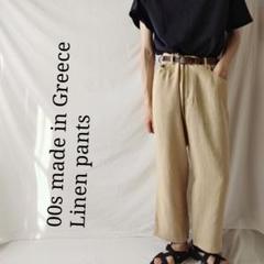 【ギリシャ製】ユーロリネン混パンツ 00s コインポケット イエロー