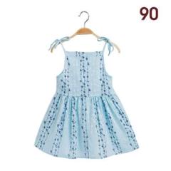 90 ブルー セール ワンピース ノースリーブ 夏ワンピ 子供服 女の子 花柄