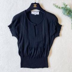 未使用タグ付き イヴ・サンローラン パフスリーブ 半袖 ニット M YVES SAINT LAURENT ヴィンテージ パフスリーブニット ブラック