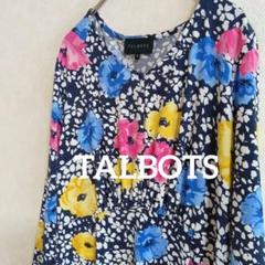 ＊TALBOTS タルボット＊花柄 長袖 ジャージーワンピース S
