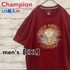 ●T134【US輸入】チャンピオン 半袖 Tシャツ レッド men's【2XL】