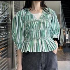 【極美品】GANNI アシンメトリーストライプ柄ブラウス Yahoo!オークション - 【定価3.7万】新品 GANNI ビッグカラー