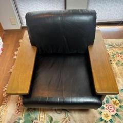 昭和レトロ　浜本工芸　シングルソファ　古家具　当時物 値下げ/未使用品◇老舗家具メーカーHAMAMOTO(浜本工芸)のナラ材