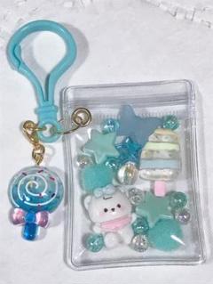 キャンディーバッグキーホルダー くま 水色系