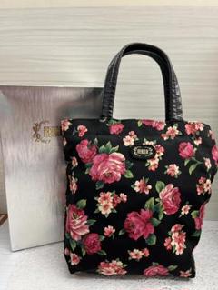 【極美品】フェイラー　ハンドバッグ　レザー　ブラック　花柄 FEILER - 【極美品】FEILER ハンドバッグ トートバッグ 花柄