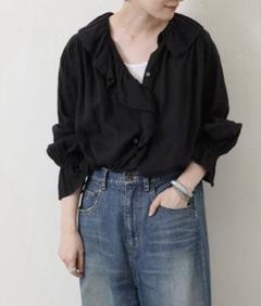 journal standard luxe リネンダンガリー フリルジレ 麻 journal standard luxe リネンダンガリー フリルジレ 麻