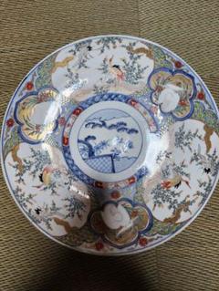 e2239 古伊万里 色絵 大皿 径41cm 古九谷古伊万里色絵角皿角福