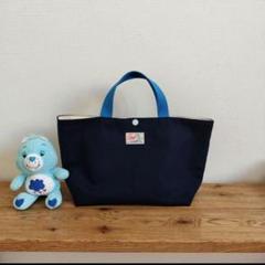 ハンドメイド☆　ミニトートバッグ・手提げ　帆布　ネイビー