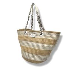 美品✨KATE SPADE NEWYORK かごバッグ リボン ホワイト 大容量