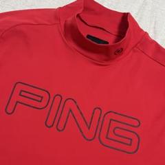 PING ピンアパレル　半袖　ドライストレッチ　モックネックシャツ　L レッド