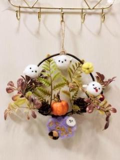 羊毛フェルトシマエナガシマエナガハロウィンのリース