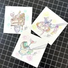 手描きイラスト 「宝石スイーツ」 3枚セット