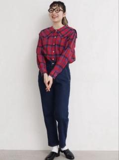 iami in fact ブラウス　コットン100% ネイビー _recycle OX 数字刺繍シャツ（シャツ/ブラウス）｜I am I in
