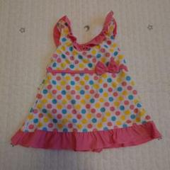 美品　水玉模様 フリル付き水着 90 ピンク