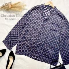 美品 Christian Dior ディオール 総柄シャツ シルクシャツ XL