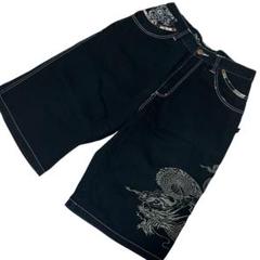 DOG TOWN 　黒龍　刺繍ジーンズ　独狗多運　大きいサイズ　美品　和柄 DOG TOWN - DOG TOWN ドッグタウン 黒龍 極太 ワイドデニム