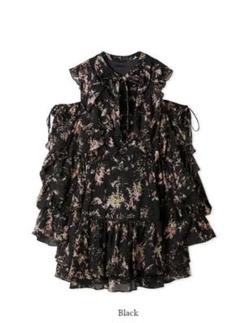 あ*い様 【完売品】SNIDEL スナイデルフリルシフォンミニワンピース 新品未使用】SNIDEL プリントフリルシフォンミニワンピース 0