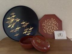 値引き済み　象彦 千羽鶴柄 大型 丸盆 値引き済み 象彦 千羽鶴柄 大型 丸盆