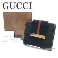 グッチ GUCCI 折財布 GGキャンバス シェリーライン 黒 箱有