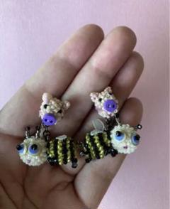 ★【新品】アルベロベロ　ビーズモチーフ　ピアス　黄色　シンプル　ぶたさん アルベロベロ ブタちゃんビーズピアス大ぶり可愛いインパクト