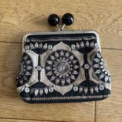 刺繍がま口財布 黒