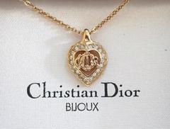 極美品!Christian Dior ハート ロゴ エンブレム ネックレス