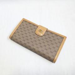 【OLD GUCCI】80s~GGロゴPVCレザー長財布 ベージュ系 三つ折り