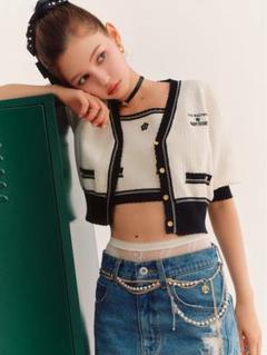 LILY BROWN×MARY QUANT ツイードニットカーディガン　白 WEB・一部店舗限定カラー】【LILY BROWN×MARY QUANT】ツイード