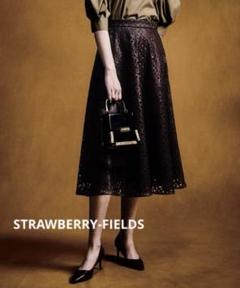STRAWBERRYFIELDS　カットワークレーススカート　ブラック　フレア STRAWBERRYFIELDS カットワークレーススカート ブラック フレア