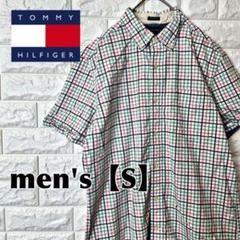 O98【TOMMY HILFIGER】半袖ボタンシャツ【メンズS】チェック柄